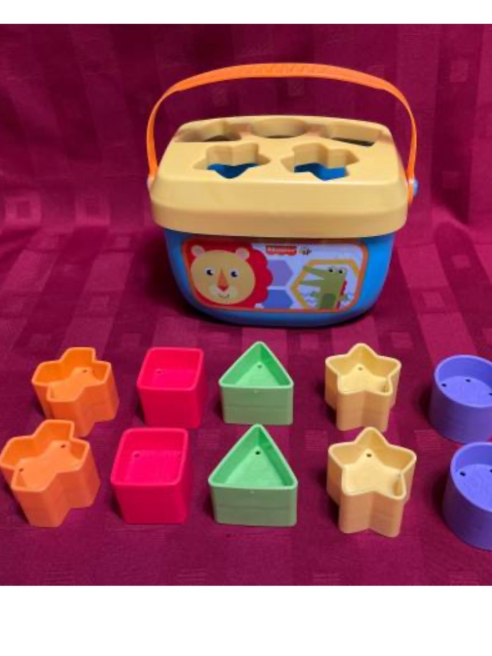 Fisher-Price Blue and Yellow Shape Sorter with Multicolor Shapes